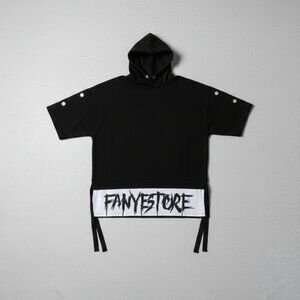 Black Streetwear Drop shoulder Tee